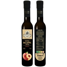 Ellora Farms, Fresh Peach Infused Thick Balsamic Vinegar, Great Taste Award Winner, All Natural, No-Additives, No-Added Sugar, No-Preservatives, Italian Dark Glass Bottle, 8.45 oz., Pack of 1