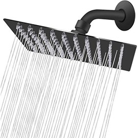 HIGH PRESSURE Rain Shower head, NearMoon High Flow Stainless Steel Square ShowerHead, Pressure Boosting Design, Awesome Shower Experience Even At Low Water Flow (8 Inch, Oil Rubbed Bronze Black)
