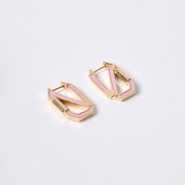 [POPTS] Pink octagon one-touch earrings OTE122524EYP stone color / [POPTS] 핑크 옥타곤 원터치 귀걸이 OTE122524EYP 스톤컬러