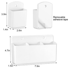 CroBlissful 12 Pcs Remote Control Holders Wall Mount Self Adhesive Controller Holder Universal Wall TV Remote Phone Pen Holder Storage Accessories for Home Office School(White)