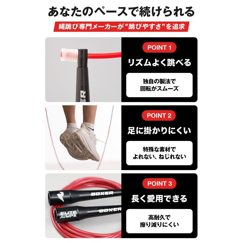 Elite Jumps: BOXER Jump Rope for Intermediate Training, Adult Jump
