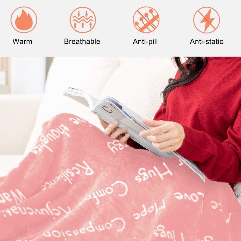 EHC Luxuriously Soft Sherpa Blanket Peach Single (127 x 152