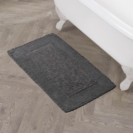 Laura Ashley Ruffle Border 100% Cotton Bath Rug, Dark Grey, 20"x 34"