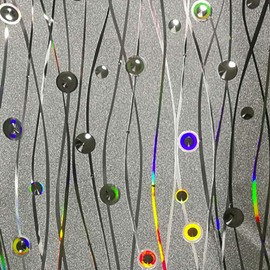 Dundee Deco AZ-G021 Abstract Glitter Silver, Charcoal, Yellow, Blue Circles, Waves Peel and Stick Self Adhesive Removable Wallpaper, Roll 18 ft. X 18 in. (5.5m X 45cm), 26.6 sq. ft. (2.5 sq. m)