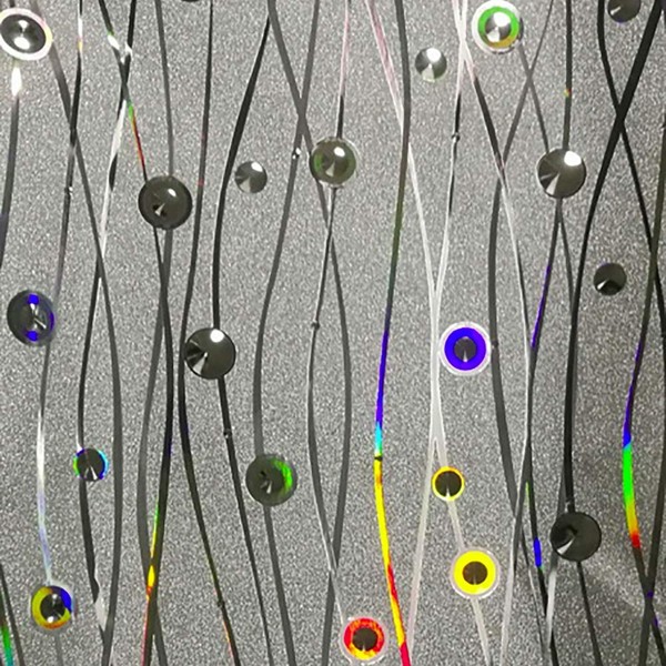 Dundee Deco AZ-G021 Abstract Glitter Silver, Charcoal, Yellow, Blue Circles,