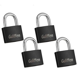 Guliffen Covered Aluminum Pad Lock, 4 Pack Outdoor Padlocks Weatherproof with Same Key, Gym Locker Lock for Shed, Gate, Mailbox, Cabinet, Storage Unit