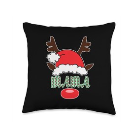 Santa Hat Reindeer Mama Joyful Delight Merry Christmas Throw Pillow
