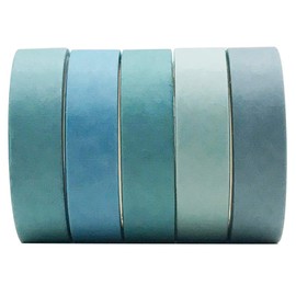 5 Rolls Vintage Blue Washi Tape Set, EnYan Japanese Masking Decorative Tapes for DIY Crafts and Arts Bullet Journal Planners Scrapbooking Adhesive