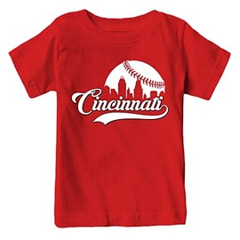 Cincinnati Baseball Skyline Kid's Fan T-Shirt (Red T-Shirt, 2T)