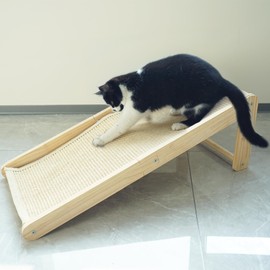 LOVMIOAW Cat Scratcher, Sisal Cat Scratching Ramp, L Shape Cat Scratcher for Indoor Cats, Durable Natural Sisal Cat Scratch Furniture Protector（Free Catnip）