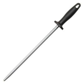 Soro Essentials- 14" Round Magnetized Stainless Steel Premium Sharpening Steel With Black Plastic Handle- Sharpening Steel Sharpening Rod Knife Sharpeners Knife Sharpening Steel for Restaurants
