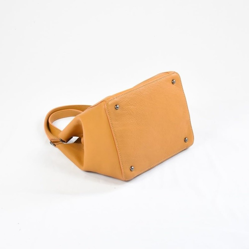 Full Tuck Tote Bag, Bucket Handbag, Mustard