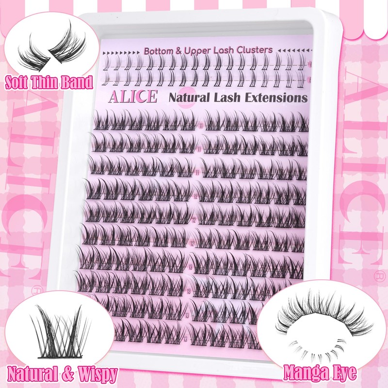 ALICE Natural Lash Clusters Wispy Eyelash Extensions Manga Clusters Lashes