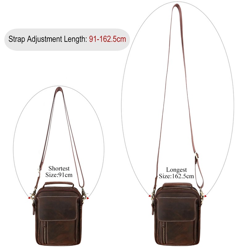 TIDING Vintage Leather Messenger Bag for Men Small Crossbody Shoulder