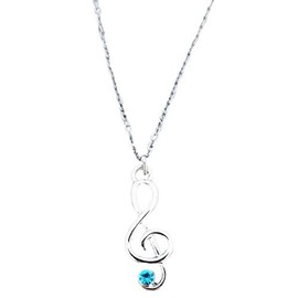 Infinity Collection Music Necklace- Birthstone Treble Clef Jewelry Gift - Music Note-Music Lover Jewelry Gift (March)