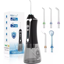 COSLUS Cordless Water Flosser Dental Oral Irrigator Teeth Cleaner 8 Jet Tips NEW - Black-5 Tips