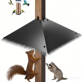 17" Hot-Dip Galvanized Steel Squirrel-Proof Baffle with Spikes - Heavy-Duty 4x4 Post Guard for Bird Feeders, Houses & Poles - Deters Squirrels/Raccoons, Weatherproof Outdoor Wildlife Deterrent (Black)