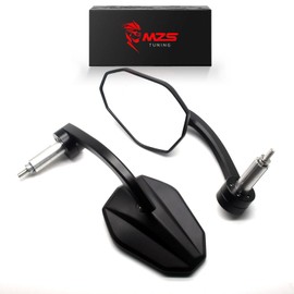 MZS Motorcycle Bar End Mirrors, 7/8 Handlebar Side Mirror Black CNC Aluminum Alloy Arrow Universal Rear View Accessories Compatible with Street Sport Bike Cruisers Touring Scooter