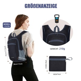 BECOJADDE 15L Foldable Backpack Small Hiking Backpack Lightweight Daypack Women Men Daypack Waterproof Travel Backpack for Outdoor Hiking Travel City Trips, black, Rucksack Backpacks