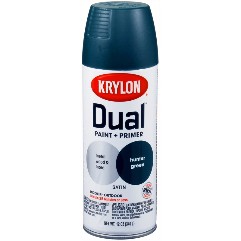 Krylon K08827007 'Dual' Superbond Paint and Primer, Satin Hunter Green,
