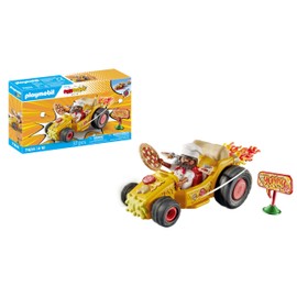 PLAYMOBIL Funstars 71634 Rasende Pizza, Kart with Pull Back Motor, Dynamic Play Set for Exciting Races, Creative Toy for Children from 4 Years