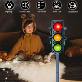 Hitish Simulation Traffic Light and Crosswalk Light Signal Set for Kids - Role Play Pretend Play Toys with Clothes, Educational Toys Birthday Gift for Boys and Girls