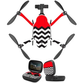 MightySkins Skin Compatible With GoPro Karma Drone headphones wrap cover sticker skins Red Chevron