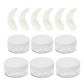MOLZINY Pack of 6 with Mini Spoon Cream Containers Plastic Cream Jars for Filling Empty Round Lip Balm Container Travel Ointment Jar Cream Jars for Filling Lotion Cream Mini Candles Cosmetics