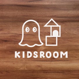 nicotto KidsROOM Room Sign, Door Sticker, Kids Room, Children's Room, Sticker, Stylish, Cut, Ghost Pattern, Cut Out Letter, Cutting Sheet, 3.4 x 3.9 inches (8.6 x 10 cm), For Outdoor and Indoor (White)