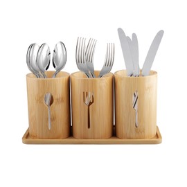 duisoad Bamboo Cutlery Holder, Utensil Holder, Cutlery Basket for Organising and Organising Tableware