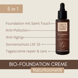 Thats me organic Organic Foundation Serum I'm Perfect 5-in-1 30 ml Vegan without Titanium Dioxide - Foundation Make-Up Anti-Ageing - Natural Cosmetics Make Up with Sun Protection - For All Skin Types