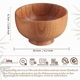 Originalidad Handmade Wooden Bowls, Japanese Jujube Wooden Bowls for Rice, Soup, Dip, Salad, Tea, Decoration, 4 Sets (4 Bowls 10.67 cm)