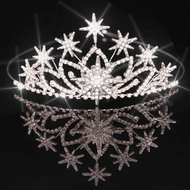 Yean Rhinestone Star Tiara Crown Silver Crystal Headband Wedding Hair Accessories for Women