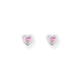 THOMAS SABO H2271-643-9 Women's Stud Earrings Heart with Pink Zirconia Blackened Silver 925 Sterling Silver Blackened, Sterling Silver