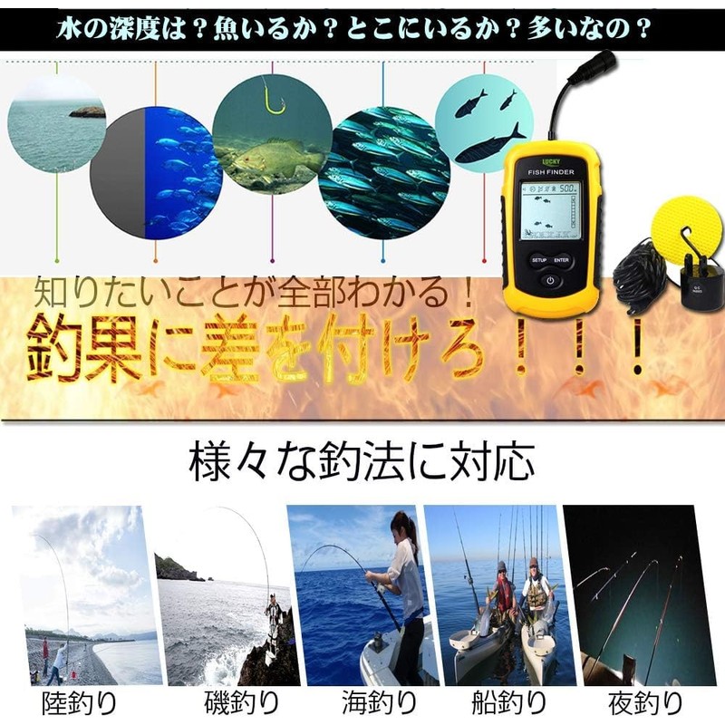 LUCKYLAKER Portable Fish Finder Kayak Fish Finder Bass Fishing Finder