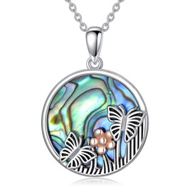 VONALA Butterfly Necklaces Sterling Silver Butterfly Pendant Necklace with Abalone Shell Animal Dainty Jewellery Gifts for Women Girls