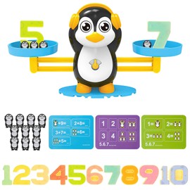 LongZYU Maths Scales Montessori Toy Maths Children's Toy Learning Toy Educational Games Montessori Gift for Children Boys Girls 4 5 6 Years Counting and Calculating Learning (Penguin)