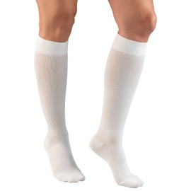 Truform Compression Socks, 15-20 mmHg, Women's Dress Socks, Knee High Over Calf Length, White, Large, 1976WH-L