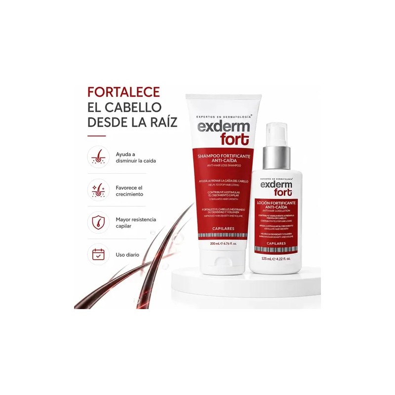 Kit Exderm Fort Shampoo + Loción Anticaída Cabello Revitaliz