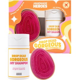 Handmade Heroes Non Aerosol Dry Shampoo Volume Powder 100% Natural & Vegan Volumizing Hair Powder For Light Hair and Blonde (Dry Shampoo and Brush Kit)