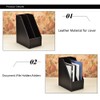 Vertical Style,Leather Magazine Holder Office Desk Organizer File Document Tray