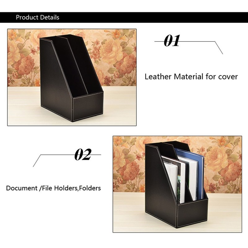 Vertical Style,Leather Magazine Holder Office Desk Organizer File Document Tray