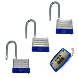 DuoTyga Laminated Combination Padlock, 3 Digit Combination Lock, 1-9/16”(40mm) Wide, Long Shackle Heavy Duty Padlocks for Gates, Toolbox, Case, Gym Locker, Sheds and Fences, Pack of 3