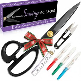 Professional 9 Inch Sewing Scissors for Fabric Cutting - Ultra Sharp, Heavy Duty Fabric Shears for Smooth, Precise Cuts on All Fabrics and Leather, for Tailors, Dressmakers, Crafters, and Artists