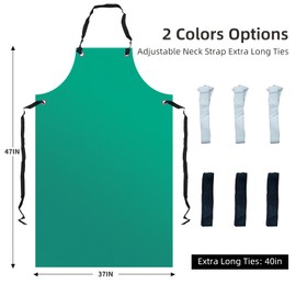VICOGARAD 2 Pack Heavy Duty Vinyl Waterproof Apron 47 Inch, Oil & Chemical Resistant Work Apron for Unisex Adult, Extra Long PVC Aprons with Adjustable Bib for Dishwashing, Dog Grooming, Butcher, Lab
