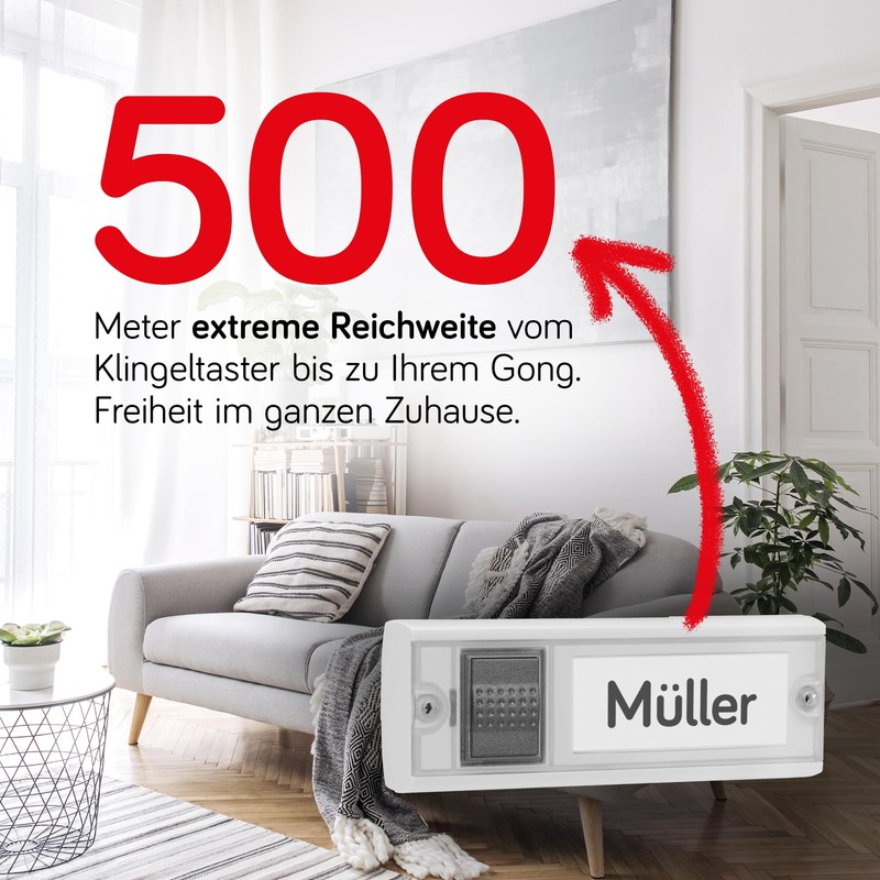 Grothe Calima 400 Mobile Wireless Doorbell Set with Front Doorbell,