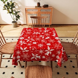 XBOGO Christmas Tablecloth, Christmas Tablecloth with Snowflake, White Plastic Tablecloth with Snowflake, Winter Wonderland Table Linen, Christmas Table Decoration, 140 x 220 cm