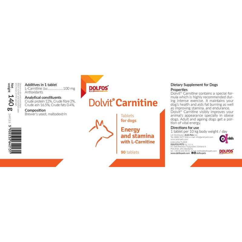Dolvit Carnitine 90 tablets for Dogs