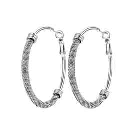 Hoop Earrings for Women 50mm Silver Loop Earrings for Women Hypoallergenic Lightweight Trendy Clip On Hoop Earring Jewelry with Box