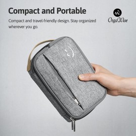 OrgaWise Cable Organiser Bag, Electronics Travel Organizer Accessories, Waterproof Universal Carry Travel Bag for Cords,Chargers Phone, Sd Card,Usbs (Grey)